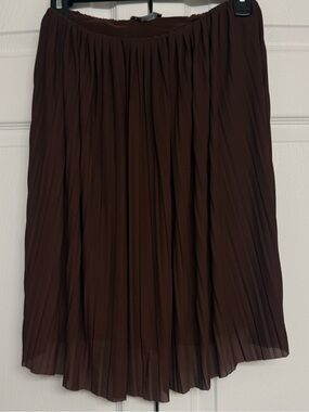 Zara Chocolate Brown Pleated Midi Skirt